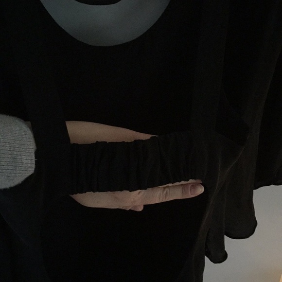 TIBI black silk sheer cape dress beading 6 - Picture 4 of 5